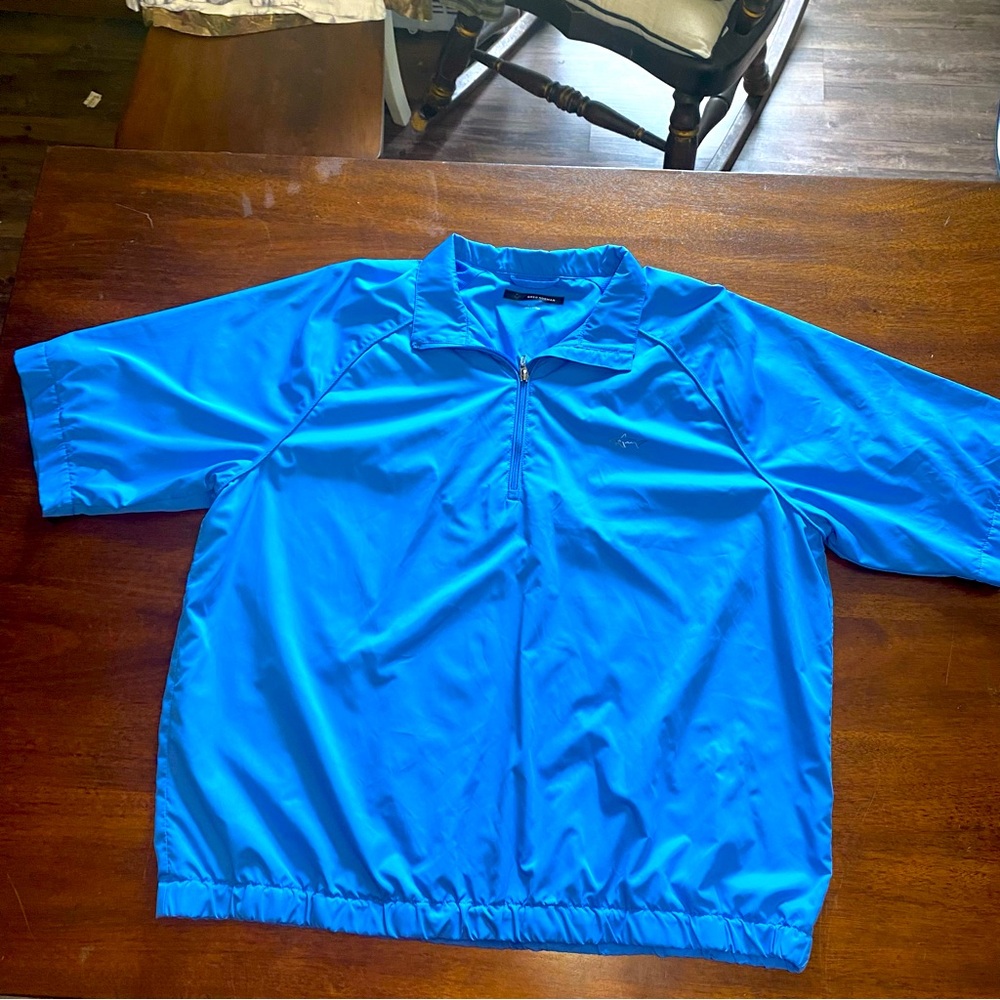 Greg Norman Mens 1/2 Zip Short Sleeve Pullover Water Resistant Blue Size XL